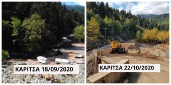 Παρεμβάσεις αποκατάστασης ζημιών από την Π.Ε Καρδίτσας στον Καριτσιώτη ποταμό