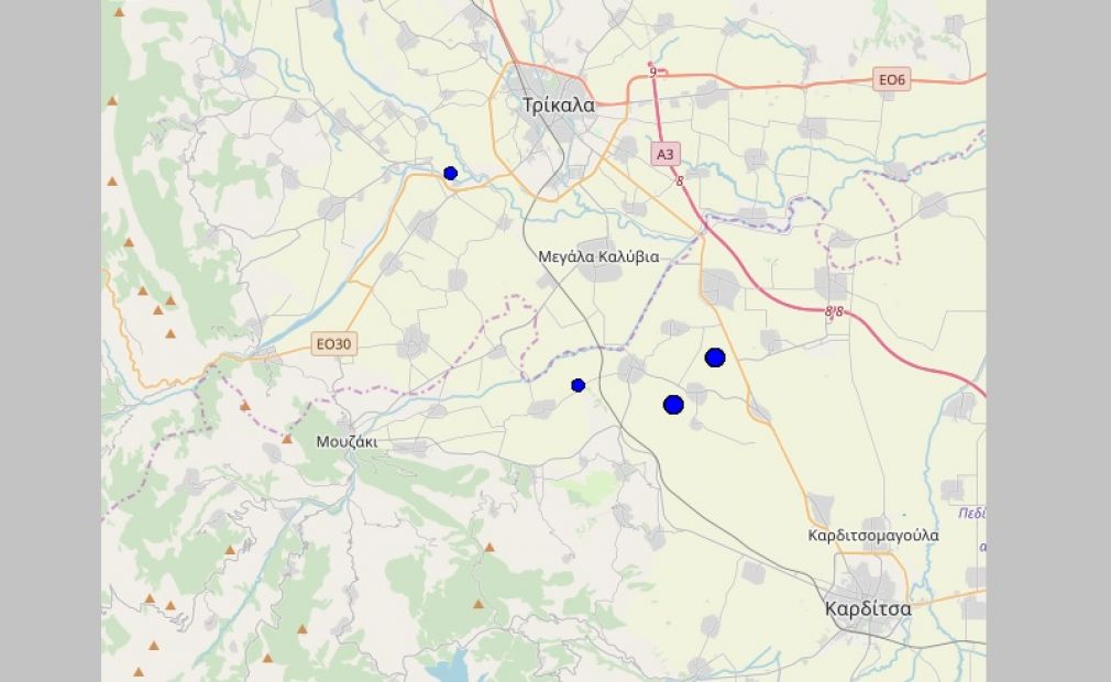 Μετασεισμικές δονήσεις μετά τα μεσάνυχτα της Δευτέρας στην περιοχή της Κρανιάς Μουζακίου
