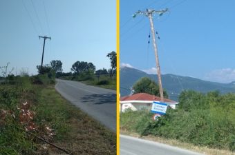 Επικίνδυνη κλίση κολώνας ηλεκτρισμού στο Ξινονέρι Καρδίτσας
