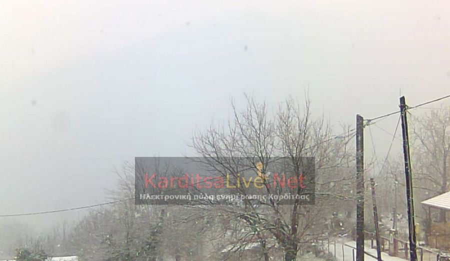 Σφοδρή χιονόπτωση για δύο ώρες στα ορεινά της Καρδίτσας - Ύφεση των φαινομένων (+Βίντεο)