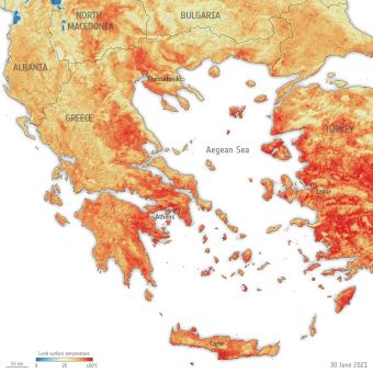 Στους 50°C η πραγματική θερμοκρασία της επιφάνειας της γης στην Ελλάδα στις 30/6