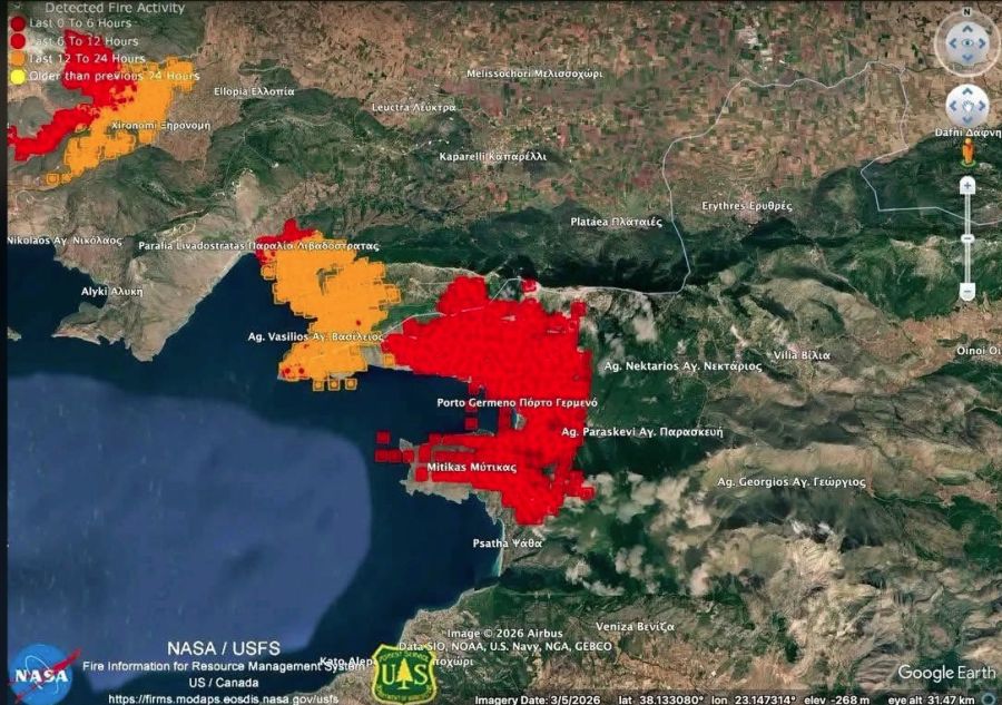 Πύρινες φλόγες καίνε όλο το βράδυ στο Πόρτο Γερμενό και την ευρύτερη περιοχή
