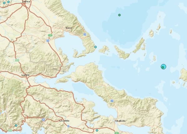 Σεισμική δόνηση 4,6 Ρίχτερ στις Σποράδες το βράδυ της Δευτέρας (17/11)