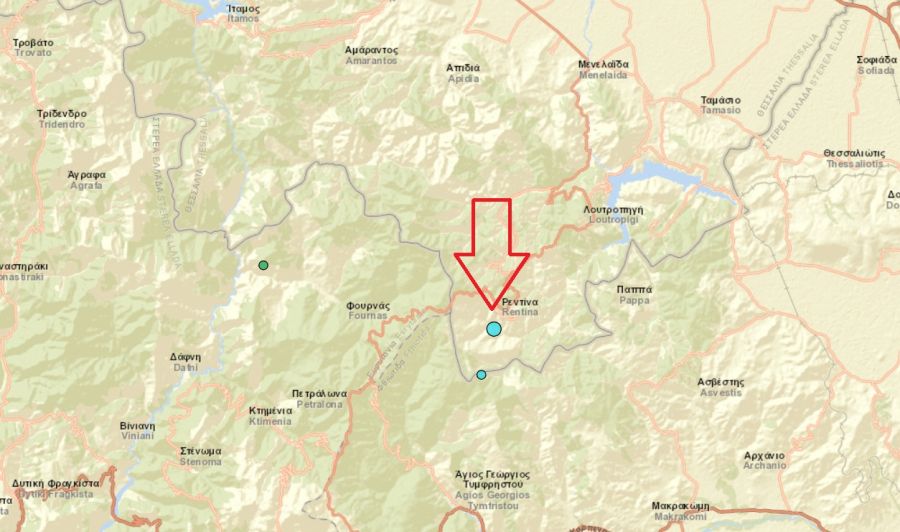 Σεισμός 3,8 Ρίχτερ με επίκεντρο στη Ρεντίνα Καρδίτσας