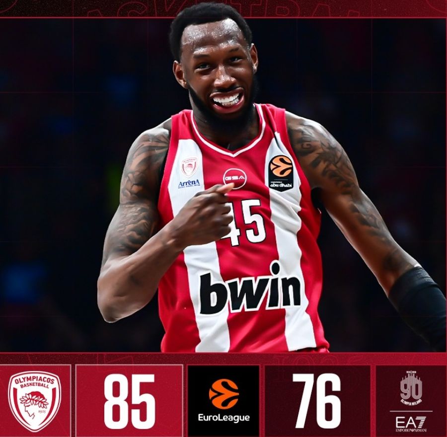 Euroleague: Νίκησε τη Μιλάνο στο ΣΕΦ και κατέκτησε την πρώτη θέση ο Ολυμπιακός - Αποτελέσματα 38ης αγωνιστικής και βαθμολογία