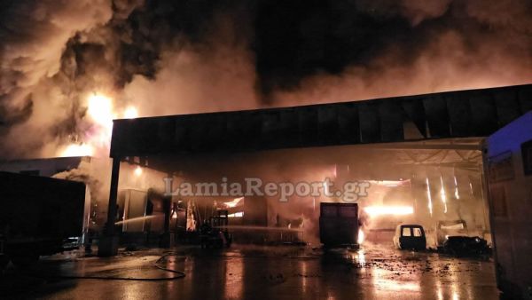 Καταστράφηκαν ολοσχερώς από πυρκαγιά οι εγκαταστάσεις εταιρείας στη ΒΙ.ΠΕ. Λαμίας