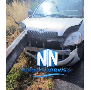 Δύο τραυματίες σε τροχαίο στην Ε.Ο. Ναυπάκτου - Ιτέας. Η μπάρα διαπέρασε το όχημα (+Βίντεο)