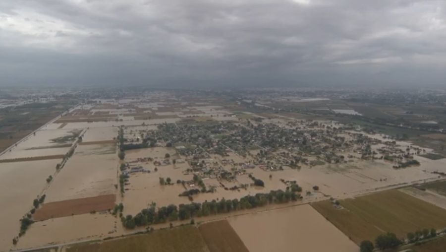 Βίντεο από drone του Σαββάτου (19/9) από πλημμυρισμένα χωριά και εκτάσεις του δήμου Καρδίτσας