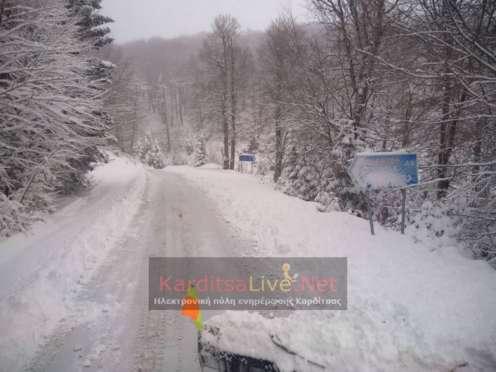 Καρδίτσα: Πυκνές χιονοπτώσεις σημειώθηκαν το βράδυ σε ορεινά και ημιορεινά (+Βίντεο)