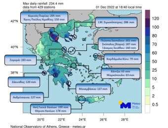 Κακοκαιρία "Ariel": Περιοχές δέχθηκαν 200 χιλ. βροχής