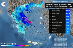 Η Εύβοια βρέθηκε στο επίκεντρο της κακοκαιρίας (24-25/7)