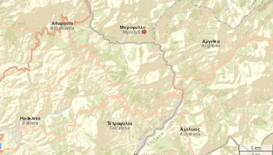 Σεισμός 3,5 Ρίχτερ κοντά στην Αργιθέα