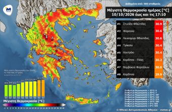 Θερμοκρασίες πάνω από τους 30 βαθμούς το Σάββατο 10 Οκτωβρίου!