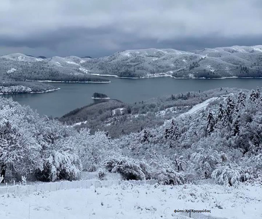Στα λευκά ξύπνησαν τα ορεινά της Καρδίτσας το πρωί της Δευτέρας (16/3)