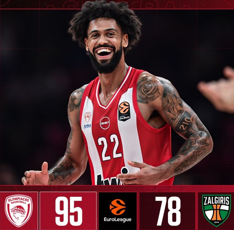 Euroleague: Νίκησε εύκολα την Ζαλγκίρις ο Ολυμπιακός - Αποτελέσματα 10ης αγωνιστικής και βαθμολογία