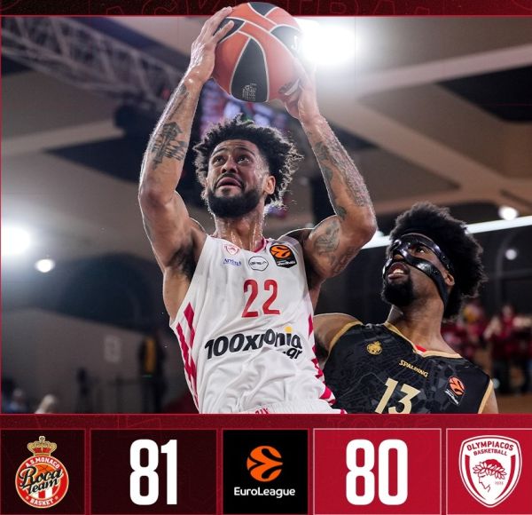 Euroleague: Ήττα στο φινάλε για τον Ολυμπιακό στο Μονακό