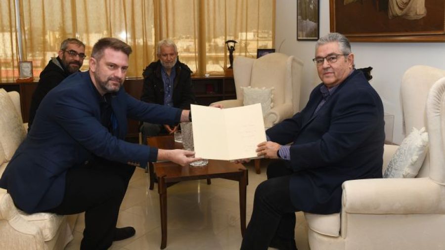 Συνάντηση του γ.γ. της ΚΕ του ΚΚΕ Δ. Κουτσούμπα με τον δήμαρχο Αργιθέας Ανδ. Στεργίου