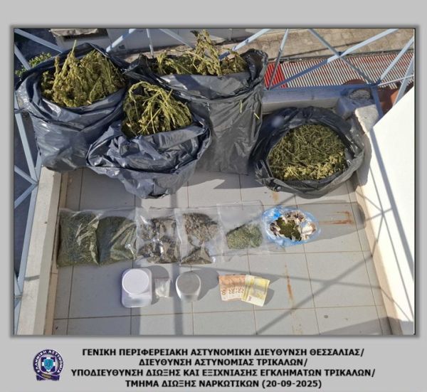 Τρίκαλα: Συνελήφθη άνδρας με περισσότερα από 8 κιλά κάνναβη