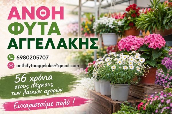 Άνθη - φυτά "Αγγελάκης": Δώστε στο καλοκαίρι σας χρώμα και άρωμα, επιλέγοντας, άνθη και φυτά που θα μεταμορφώσουν τον κήπο σας σ’ έναν επίγειο παράδεισο!
