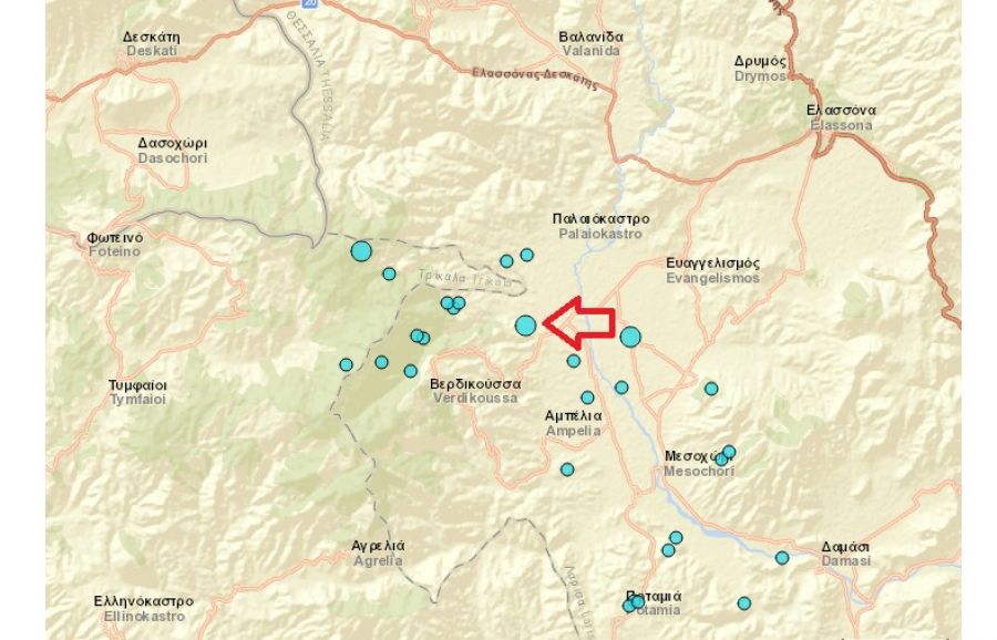 Μετασεισμός 3,4 Ρίχτερ κοντά στην Ελασσόνα