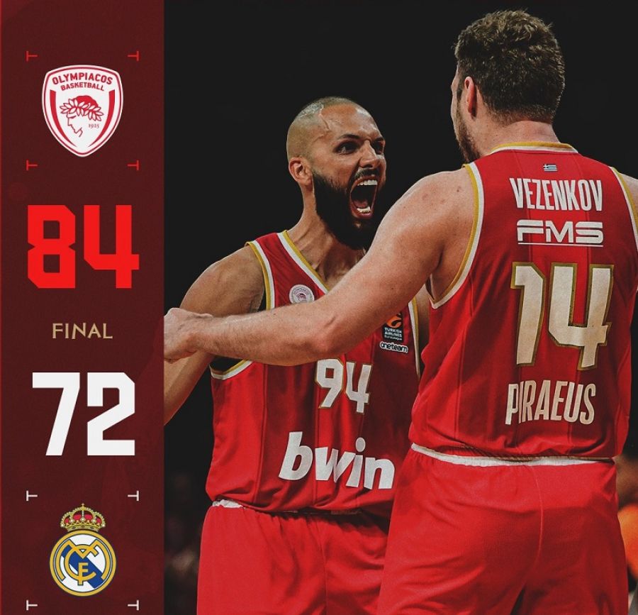 Euroleague: Με σχετική ευκολία υπέταξε τη Ρεάλ στο πρώτο παιχνίδι ο Ολυμπιακός