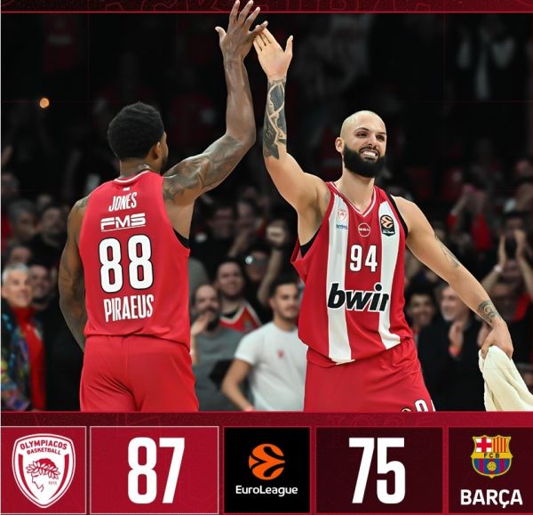 Euroleague: Συνέχισε νικηφόρα απέναντι στη Μπαρτσελόνα ο Ολυμπιακός - Αποτελέσματα 25ης αγωνιστικής και βαθμολογία