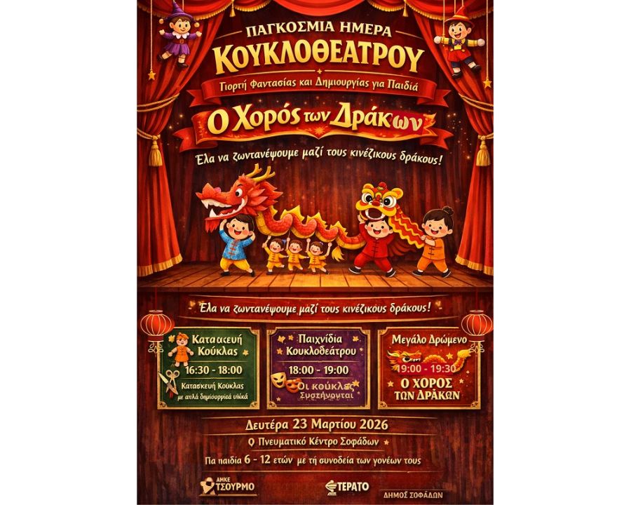 Εκδήλωση για την Παγκόσμια Ημέρα Κουκλοθεάτρου στους Σοφάδες