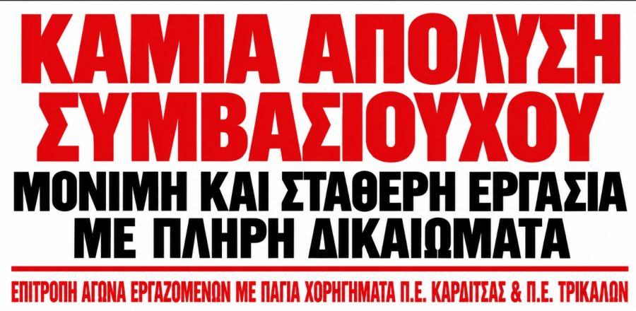 Επιτροπή με Πάγια Χορηγήματα Π.Ε. Καρδίτσας &amp; Τρικάλων: "Οι υποσχέσεις δεν εξασφαλίζουν τις θέσεις εργασίας μας"