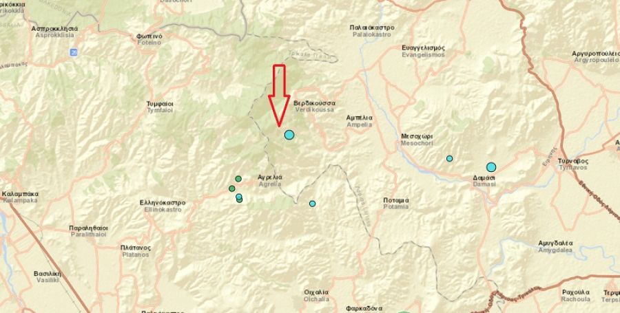 Σεισμός 3,3 Ρίχτερ στα γεωγραφικά όρια Τρικάλων και Λάρισας