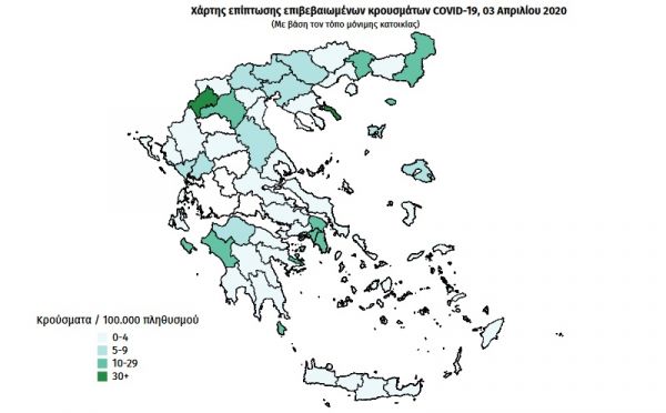 Ε.Ο.Δ.Υ: Αυτή είναι η έκθεση επιδημιολογικής επιτήρησης της νόσου από κορονοϊό (Παρασκευή 3/4)