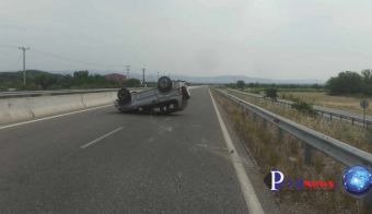 Αυτόκινητο "τούμπαρε" στο δρόμο Πύλης - Τρικάλων. Σώος ο οδηγός