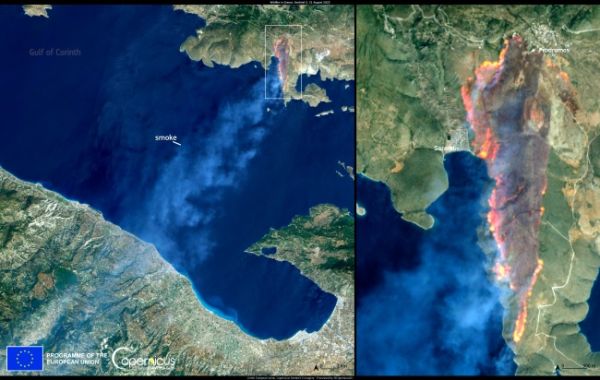 Ενεργοποιήθηκε η υπηρεσία Copernicus για νέες περιοχές που επλήγησαν από τις πυρκαγιές