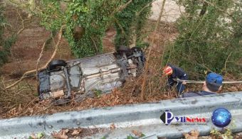 Πύλη: Άγιο είχε ζευγάρι ηλικιωμένων μετά από εκτροπή και ανατροπή του αυτοκινήτου (+Φωτο)