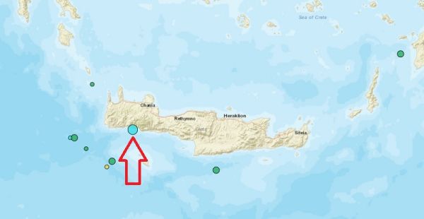 Σεισμός 4,9 Ρίχτερ νοτιοδυτικά της Κρήτης