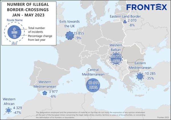 Frontex: Ο αριθμός των μεταναστών, που διασχίζουν την κεντρική Μεσόγειο, έχει υπερδιπλασιασθεί από το 2022