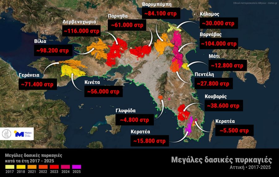 Το 38% των δασών της Αττικής κάηκε μέσα στα 9 τελευταία χρόνια