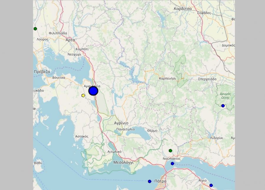 Σεισμός 4,6 Ρίχτερ στην Αμφιλοχία κούνησε και την Καρδίτσα