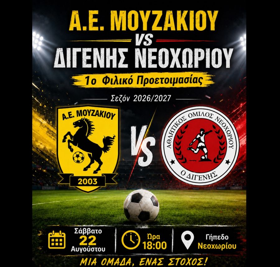 Πρώτο φιλικό για την Α.Ε. Μουζακίου απέναντι στον Διγενή Νεοχωρίου