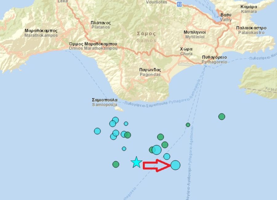 Τρίτος ισχυρός σεισμός στη Σάμο - 4,5 Ρίχτερ
