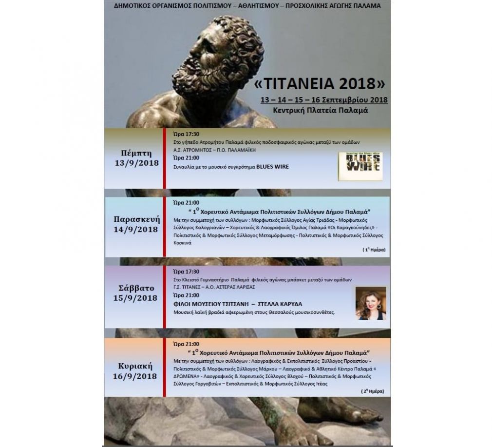 Τιτάνεια 2018: To 1o Χορευτικό Αντάμωμα Πολιτιστικών Συλλόγων του Δήμου Παλαμά είναι γεγονός!!