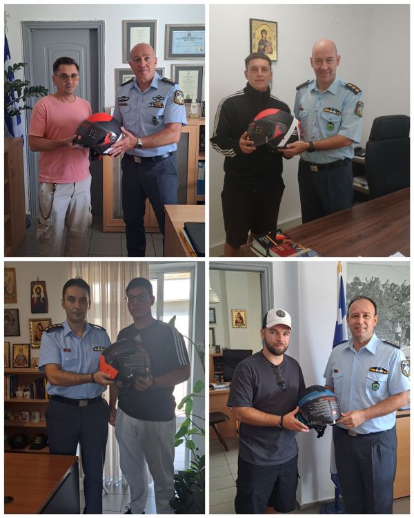 20 ακόμη κράνη παραδόθηκαν στο πλαίσιο της πανελλαδικής εκστρατείας με τίτλο «Μηδενική ανοχή στη μη χρήση κράνους»