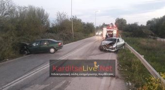 Τροχαίο με δύο τραυματίες το απόγευμα της Τετάρτης (14/10) στην Ε.Ο. Καρδίτσας - Τρικάλων