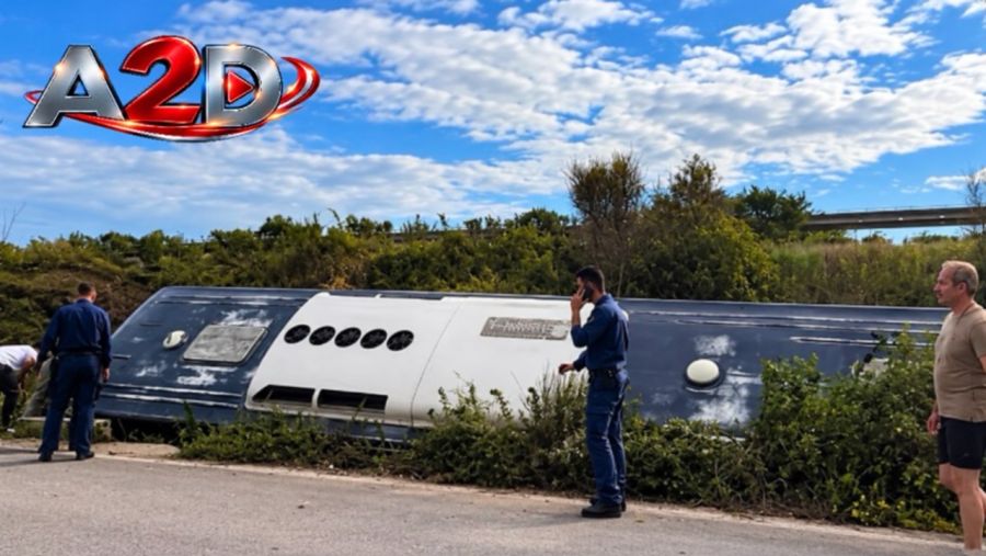 Λεωφορείο του Πολεμικού Ναυτικού εξετράπη στην Ιόνια Οδό – 25 επιβαίνοντες, χωρίς σοβαρούς τραυματισμούς